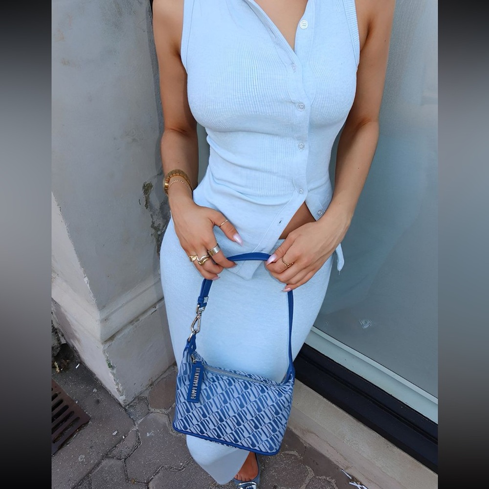 Ribbed Asymmetrical Button Up Top & Maxi Skirt Set